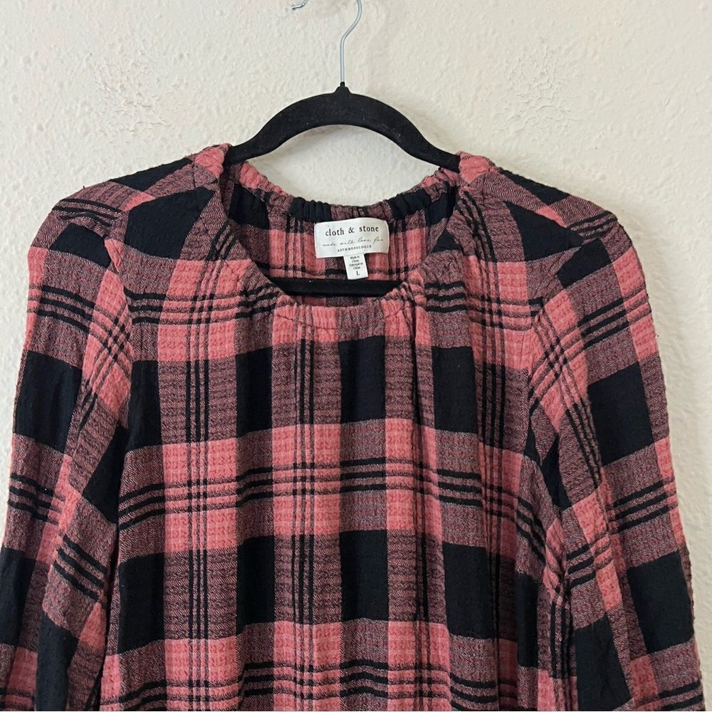 Anthropologie Cloth & Stone Daia Plaid Mini Dress Size Large (Missing Belt) - Picture 4 of 10